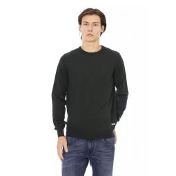 Baldinini Trend Elegant Green Crewneck Monogram Mens Sweater