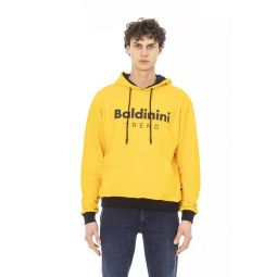 Baldinini Trend Sunshine Yellow Cotton Hoodie with Front Mens Logo