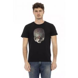 Trussardi Action Elevated Casual Black Tee - Short Sleeve & Round Mens Neck