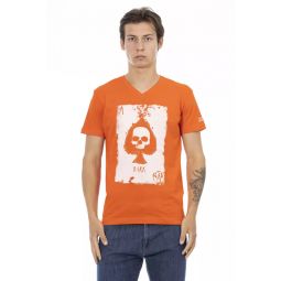 Trussardi Action Vibrant V-Neck Tee with Front Mens Print