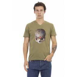 Trussardi Action Elegant V-Neck Tee with Chic Front Mens Print
