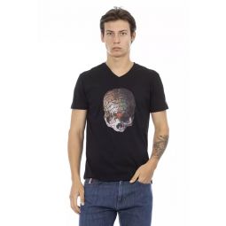 Trussardi Action Sleek V-Neck Tee with Front Mens Print