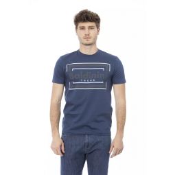 Baldinini Trend Chic Blue Cotton Tee with Front Mens Print