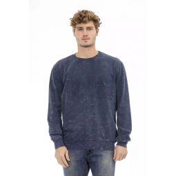 Distretto12 Chic Blue Fleece Sweater with Crew Mens Neck