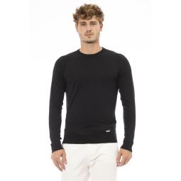 Baldinini Trend Elegant Black Crew Neck Cashmere Mens Sweater