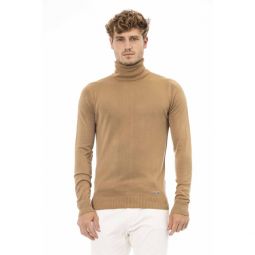 Baldinini Trend Beige Modal-Cashmere Turtleneck Mens Sweater