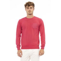 Baldinini Trend Crew Neck Cotton Sweater with Metal Mens Monogram