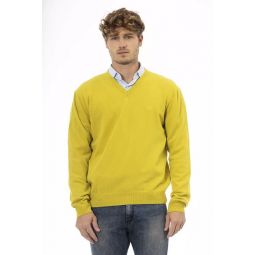 Sergio Tacchini Chic V-Neck Wool Sweater in Sunshine Mens Yellow