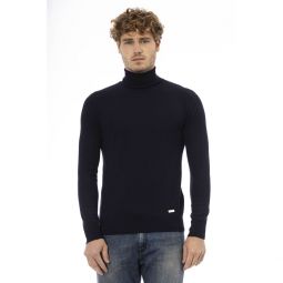 Baldinini Trend Elegant Blue Turtleneck Wool Mens Sweater