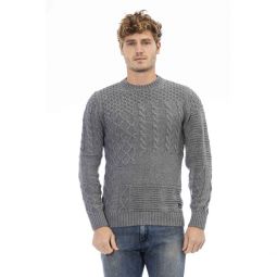 Distretto12 Elegant Gray Crewneck Wool Blend Mens Sweater