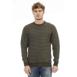 Distretto12 Elegant Green Crewneck Wool-Blend Mens Sweater