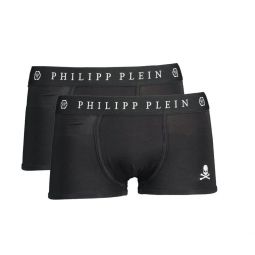 Philipp Plein Sleek Black Cotton Boxer Mens Duo