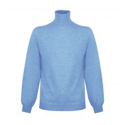 Malo Elegant Ice Blue Cashmere High Collar Mens Sweater