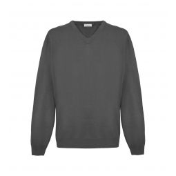 Malo Elegant V-Neck Cashmere Sweater in Magnet Mens Gray