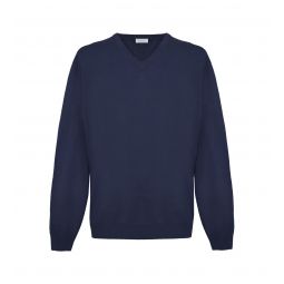 Malo Plush Cashmere V-Neck Sweater in Diesel Mens Blue