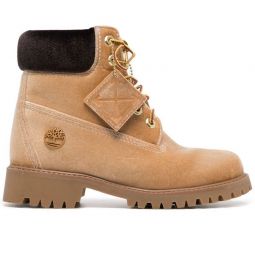 Off-White Iconic Beige Leather Lace-Up Womens Boots