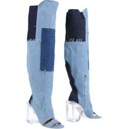 Off-White Chic Transparent Heel Vintage Denim Womens Boots