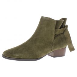 Crosswalk Womens Faux Suede Bow Back Ankle Boots