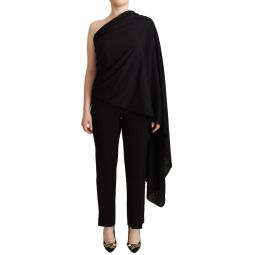 Dolce & Gabbana Black Wool Knit One Shoulder Long Sleeves Womens Top