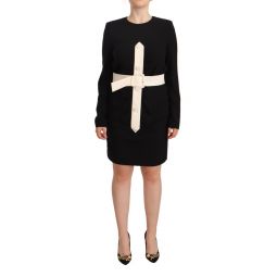 Givenchy Black Wool Long Sleeves Belted Mini Sheath Womens Dress