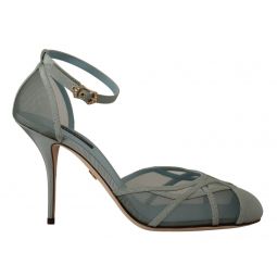 Dolce & Gabbana Elegant Blue Mesh Ankle Strap Womens Sandals