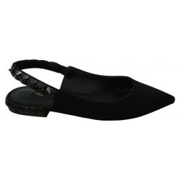 Dolce & Gabbana Black Flats Slingback Charmeuse Womens Shoes
