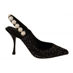 Dolce & Gabbana Elegant Slingback Heels with Faux Pearl Womens Adornments