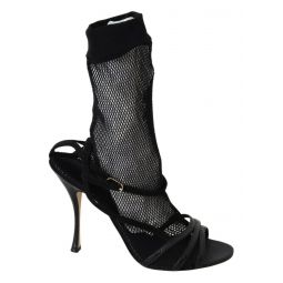 Dolce & Gabbana Chic Black Mesh Stiletto Womens Sandals