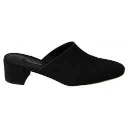 Dolce & Gabbana Chic Black Grosgrain Slide Womens Sandals