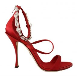 Dolce & Gabbana Red Crystal-Embellished Heel Womens Sandals