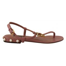 Dolce & Gabbana Elegant Pink Leather Ankle Strap Womens Sandals