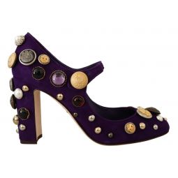Dolce & Gabbana Elegant Suede Heels with Jewel Womens Buttons