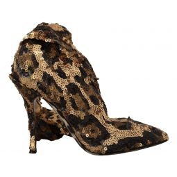 Dolce & Gabbana Elegant Leopard Sequin Knee-High Womens Boots