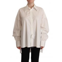 Dolce & Gabbana White Cotton Button Up Collared Long Sleeve Womens Top