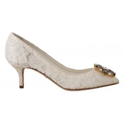 Dolce & Gabbana Elegant Lace Heels with Crystal Womens Accents