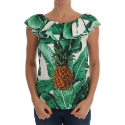 Dolce & Gabbana Pineapple Banana Sequins Blouse Womens T-shirt