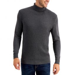 Mens Textured Cotton Turtleneck Sweater
