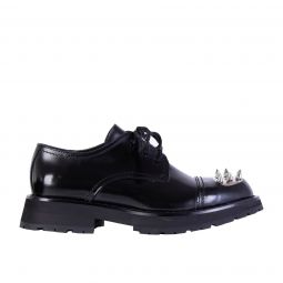 Alexander McQueen Studded Black Leather Derby Mens Shoes