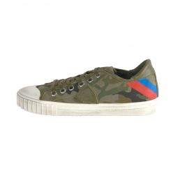 Philippe Model Gare L U Bandes Camou Vert Leather Mens Sneakers