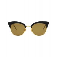 Thom Browne Womens Cat Eye Navy - 18K Gold wDark Brown - Gold Flash - AR Fashion Designer Eyewear