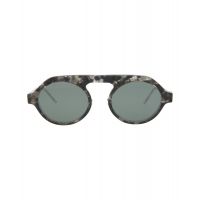 Thom Browne Unisex Round/Oval Grey Tortoise w Dark Grey - Silver Flash Mirror - AR Fashion Designer Eyewear