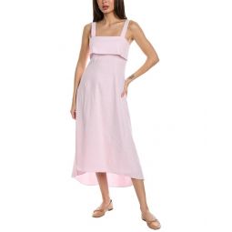 Theory High-Low Linen-Blend Midi Dress