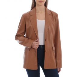 Womens Faux Leather Cold Weather Shirt Jacket