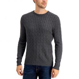 Mens Cable Knit Crewneck Sweater