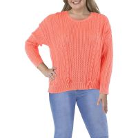 Womens Crewneck Cable Knit Pullover Sweater