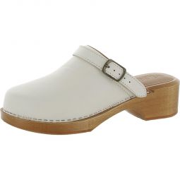 70s Classic Womens Leather Buckle Clogs