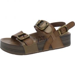 Womens Faux Leather Buckle Slingback Sandals