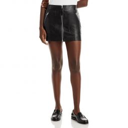 Ida Womens Faux Leather Pocket Mini Skirt