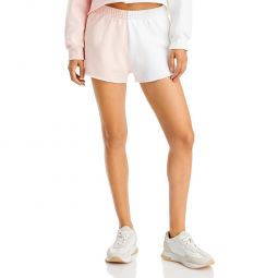 Womens Frayed Hem Colorblock Casual Shorts