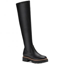 Jacksonn Womens Padded Insole Lug Sole Over-The-Knee Boots